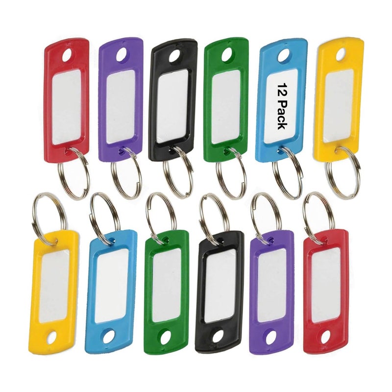 Lucky Line Flexible Colored Plastic Key Tag with 3/4" Split Ring, in Assorted Colors, 12 Pack (16929) - Image 1
